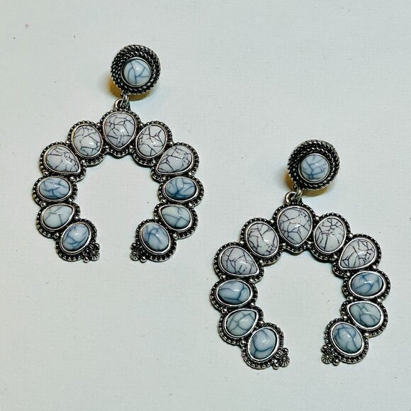 Western Boho Style Silver Concho Naja Earrings #870 - Picture 3 of 12